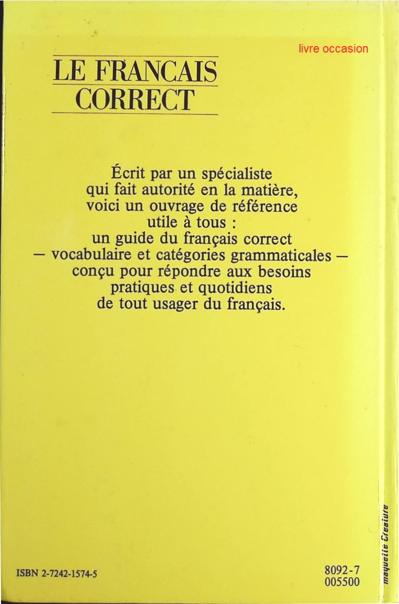 Le français correct : Guide pratique - Maurice Grevisse - Livre