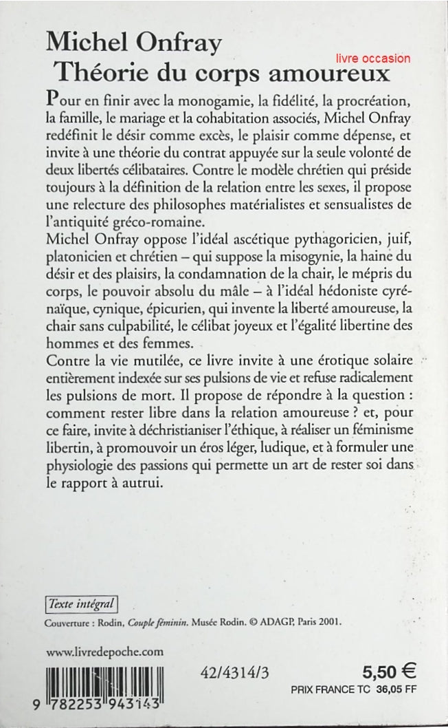 Théorie du corps amoureux - Pour une érotique solaire - Michel Onfray - Livre