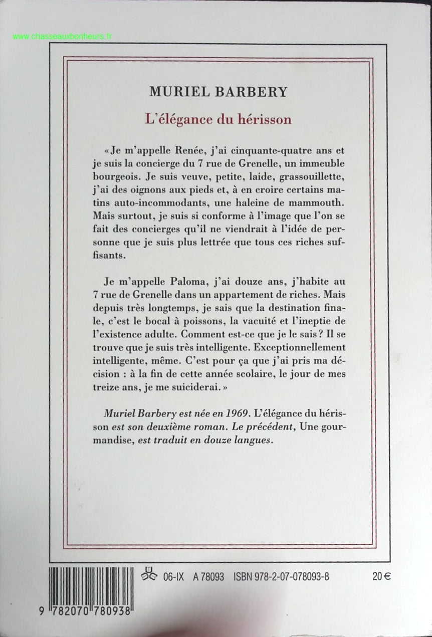 L'élégance du hérisson - Muriel Barbery - livre