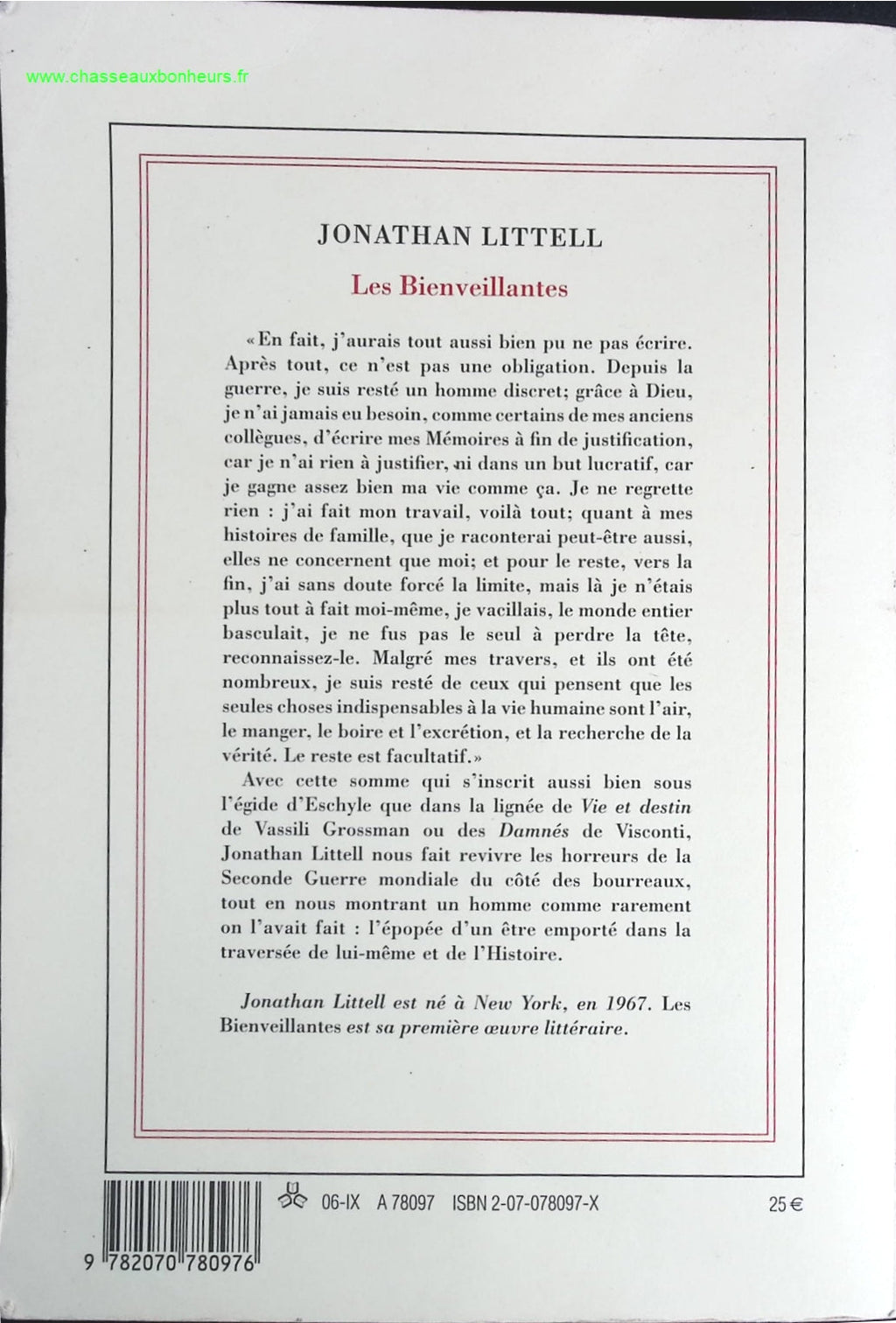 Les Bienveillantes - Jonathan Littell - livre