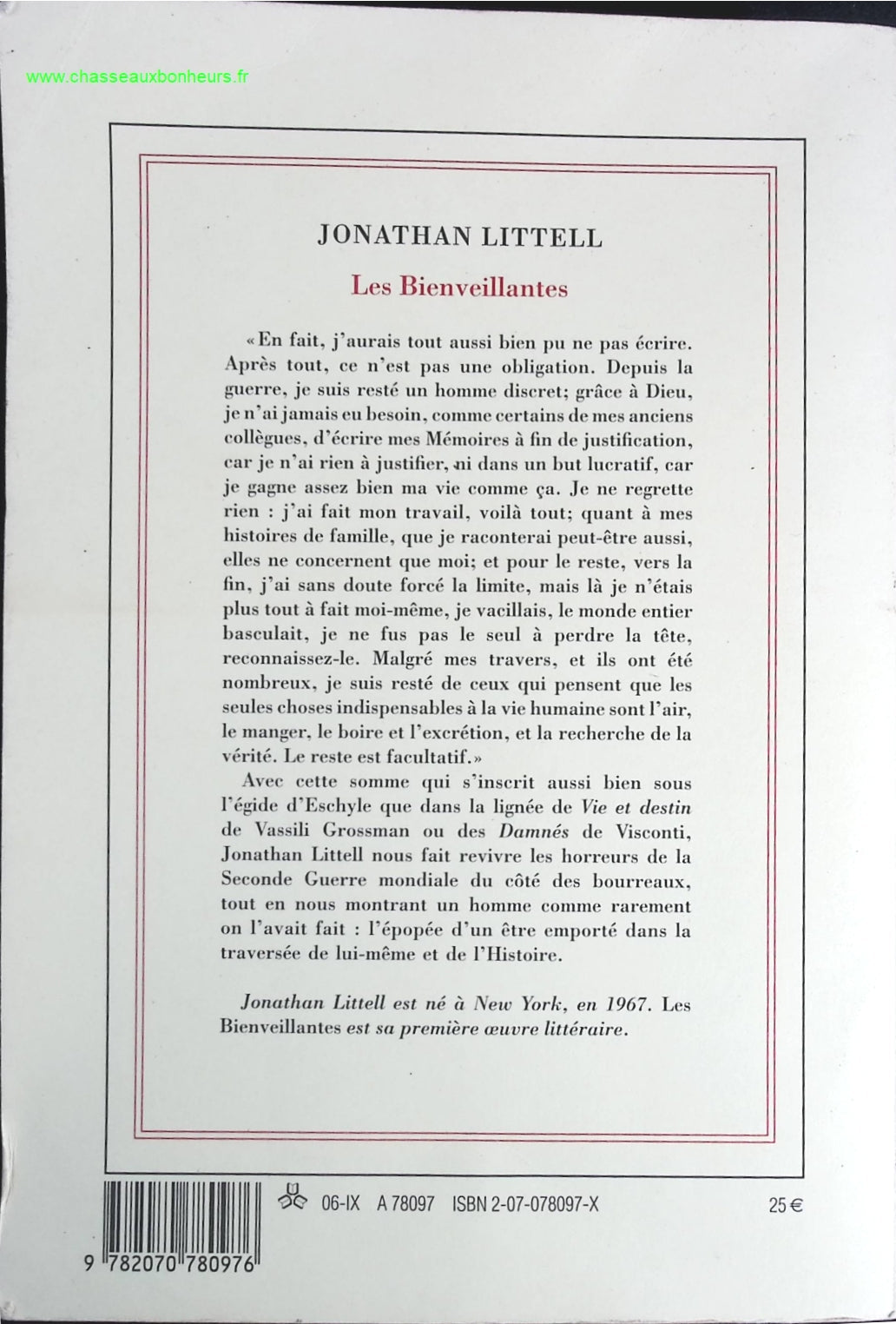Les Bienveillantes - Jonathan Littell - livre