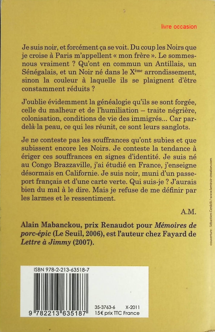 Le sanglot de l'homme noir - Alain Mabanckou - Livre