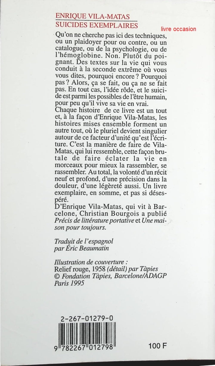 Suicides exemplaires - Enrique Vila-Matas - Livre
