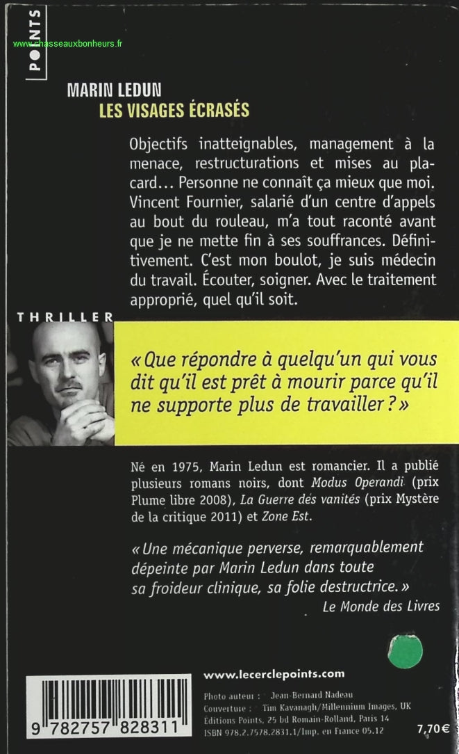 Les Visages écrasés - Marin Ledun - livre