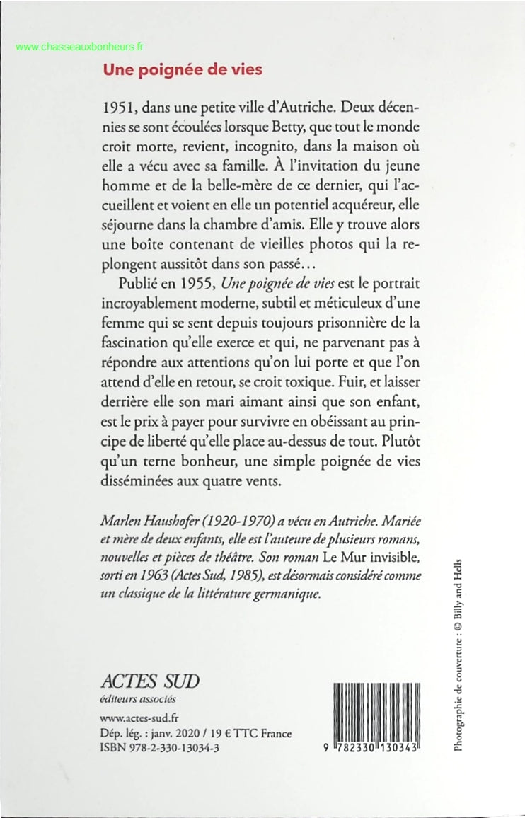 Une poignée de vies - Marlen Haushofer - livre