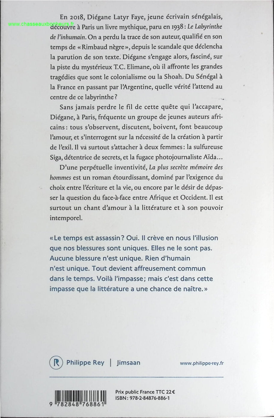 La plus secrète mémoire des hommes - Mohamed Mbougar Sarr - livre