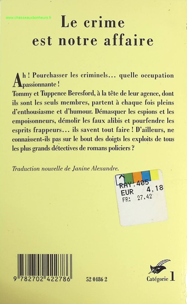 Le Crime est notre affaire - Agatha Christie - livre