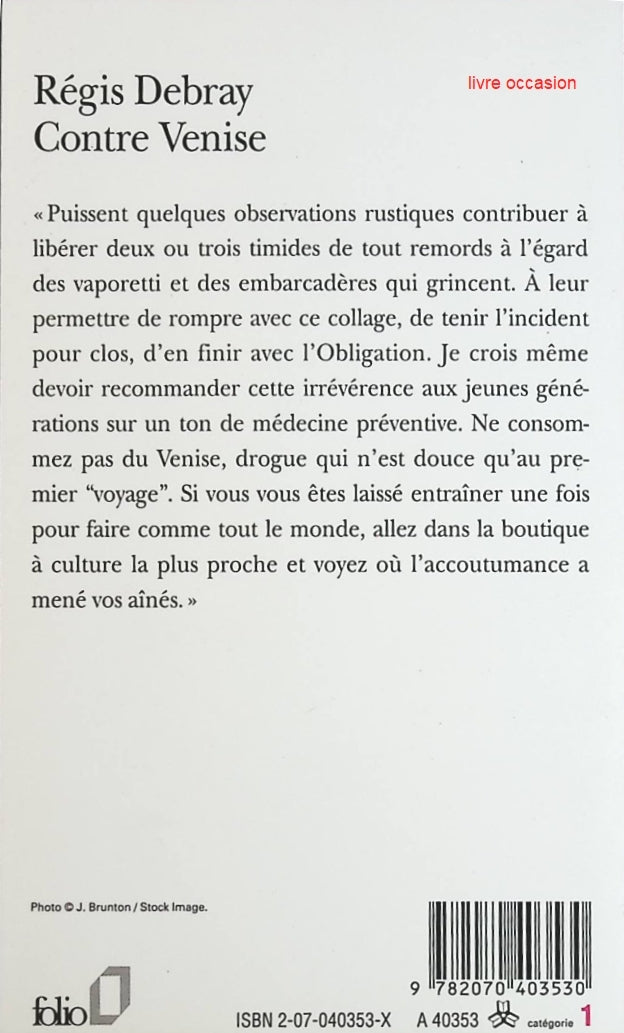 Contre Venise - Régis Debray - Livre