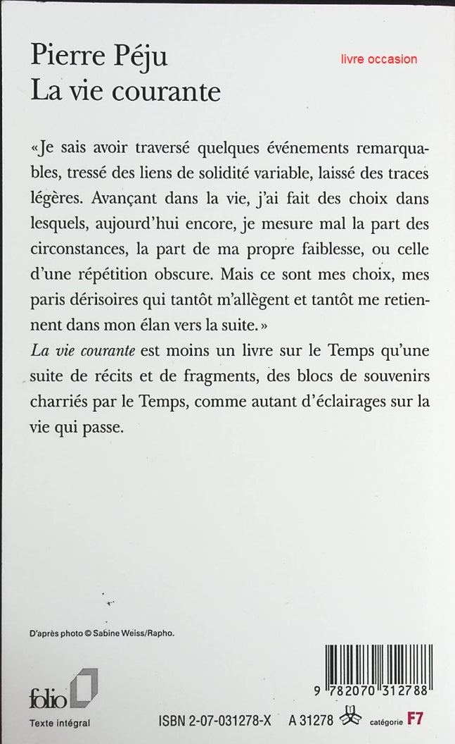 La vie courante - Pierre Péju - Livre