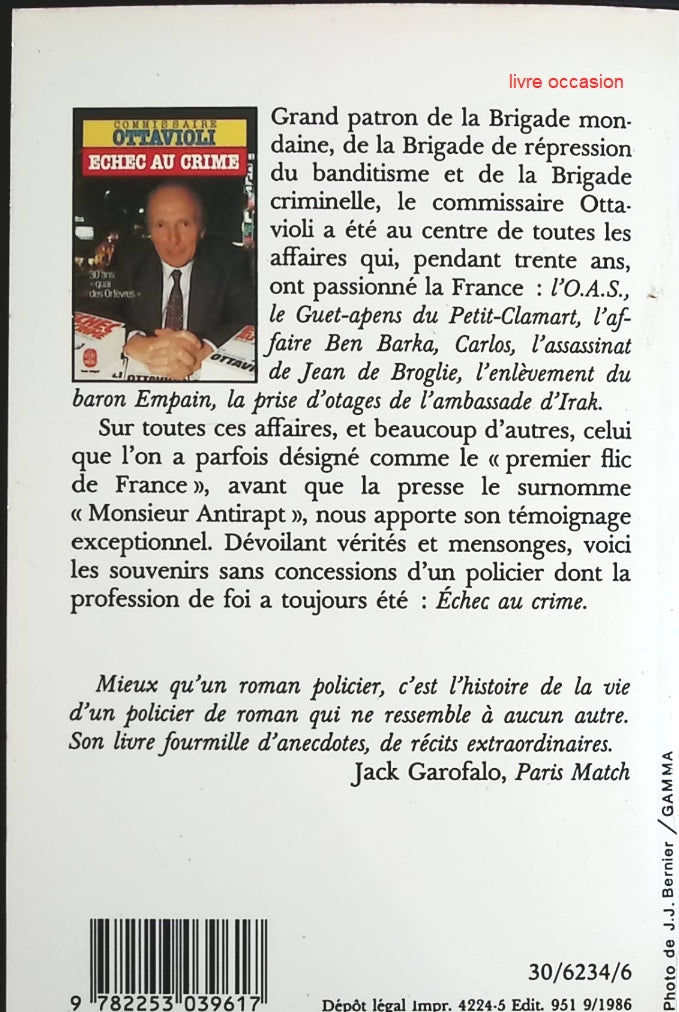 Echec au crime - Pierre Ottavioli - Livre