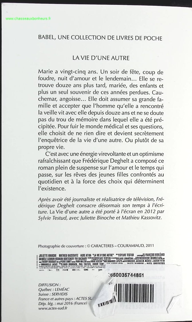 La Vie d'une autre - Frédérique Deghelt - livre