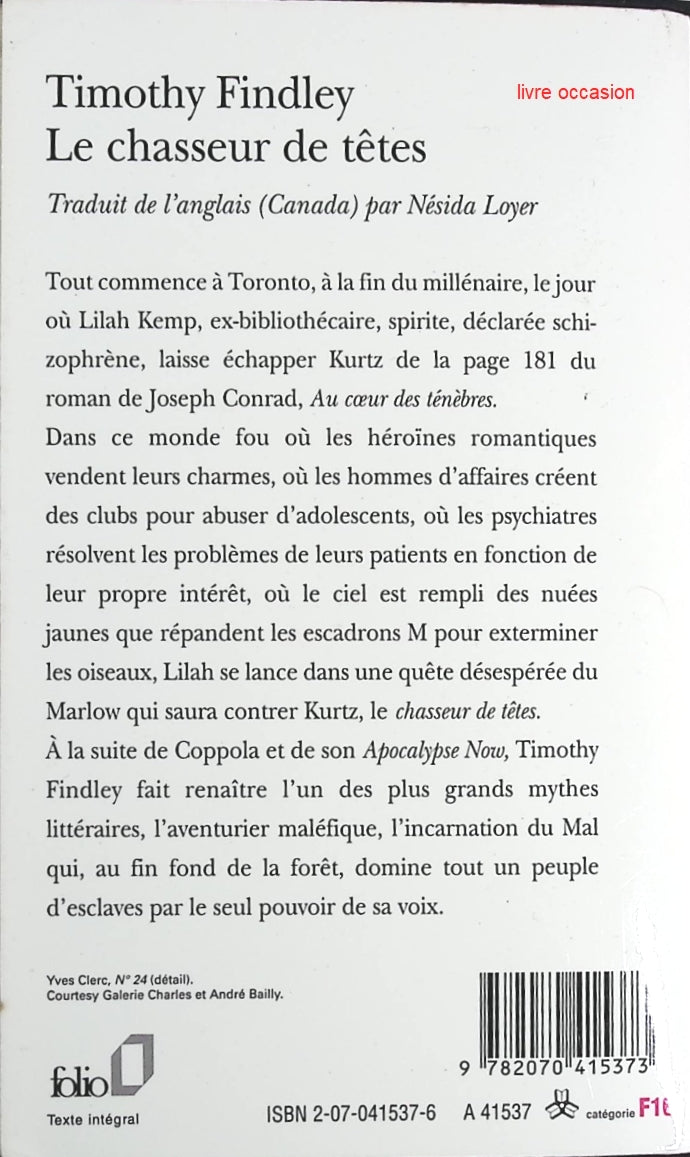Le Chasseur de têtes - Timothy Findley - Livre