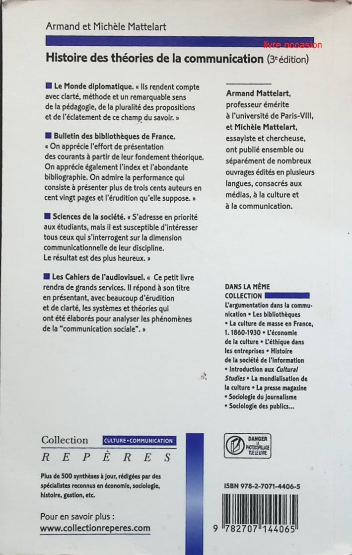 Histoire des théories de la communication - Armand Mattelart Michèle Mattelart - livre