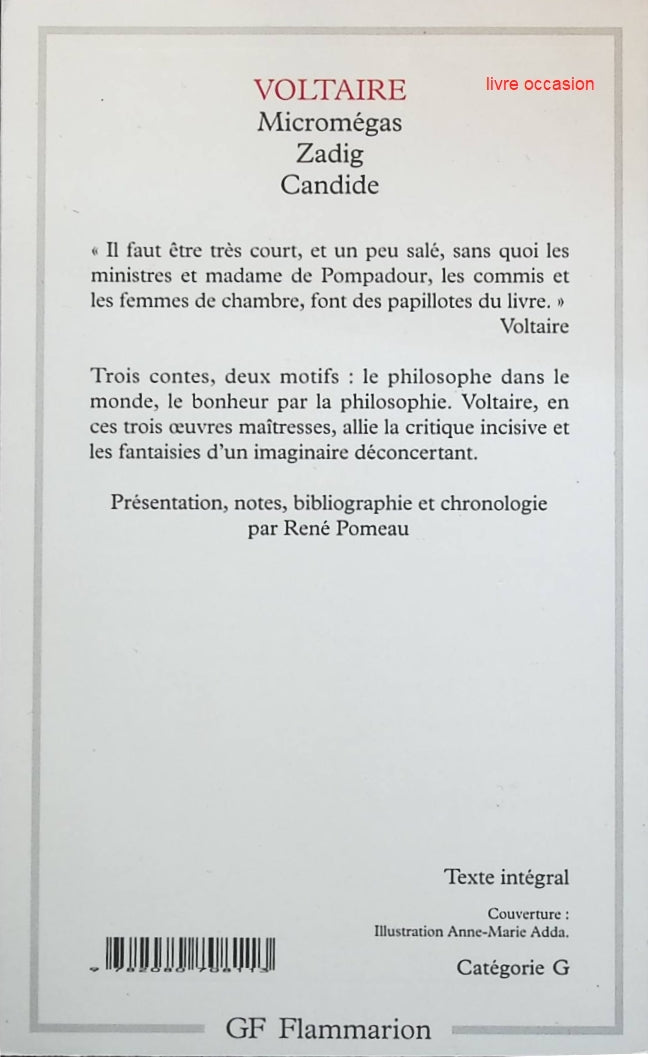 Micromégas Zadig Candide - Voltaire - livre