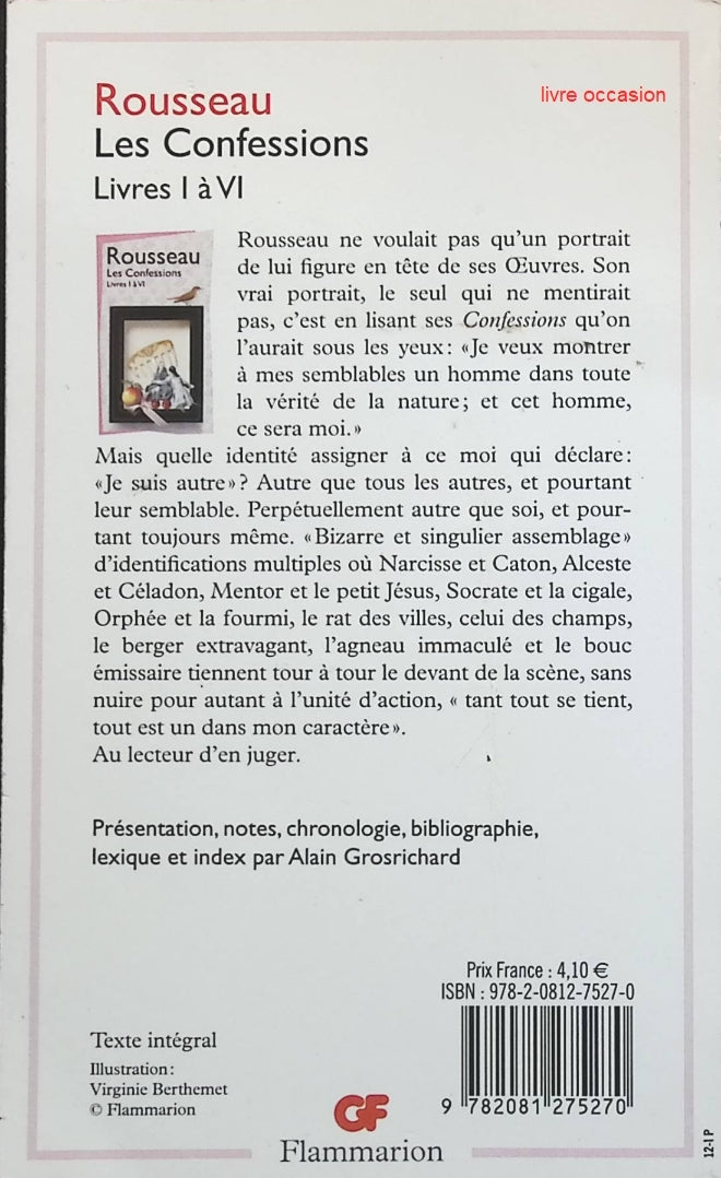 Les Confessions, tome 1 : Livres I à VI - Jean-Jacques Rousseau - livre
