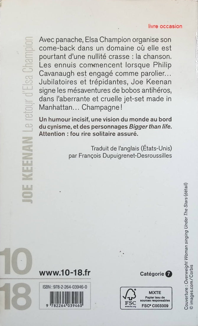 Le Retour d'Elsa Champion - Joe Keenan - livre