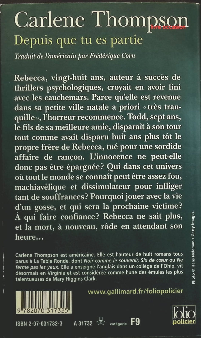 Depuis que tu es partie - Carlene Thompson - livre