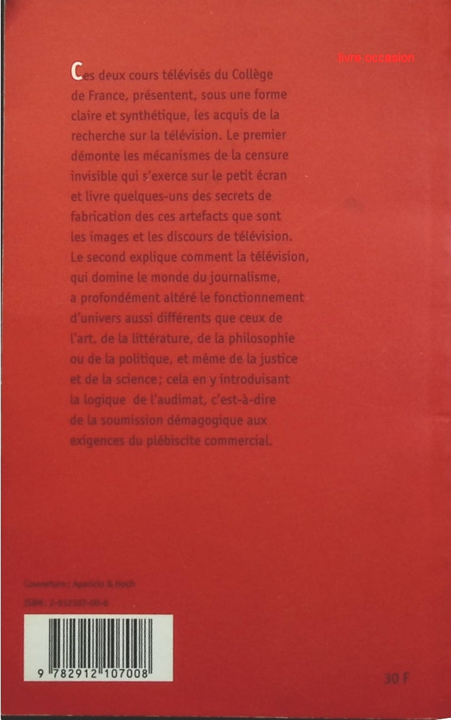 Sur la télévision - Pierre Bourdieu - livre