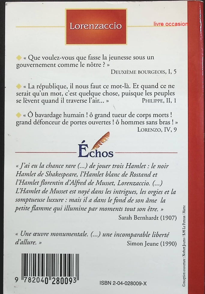 Lorenzaccio - Alfred de Musset - livre