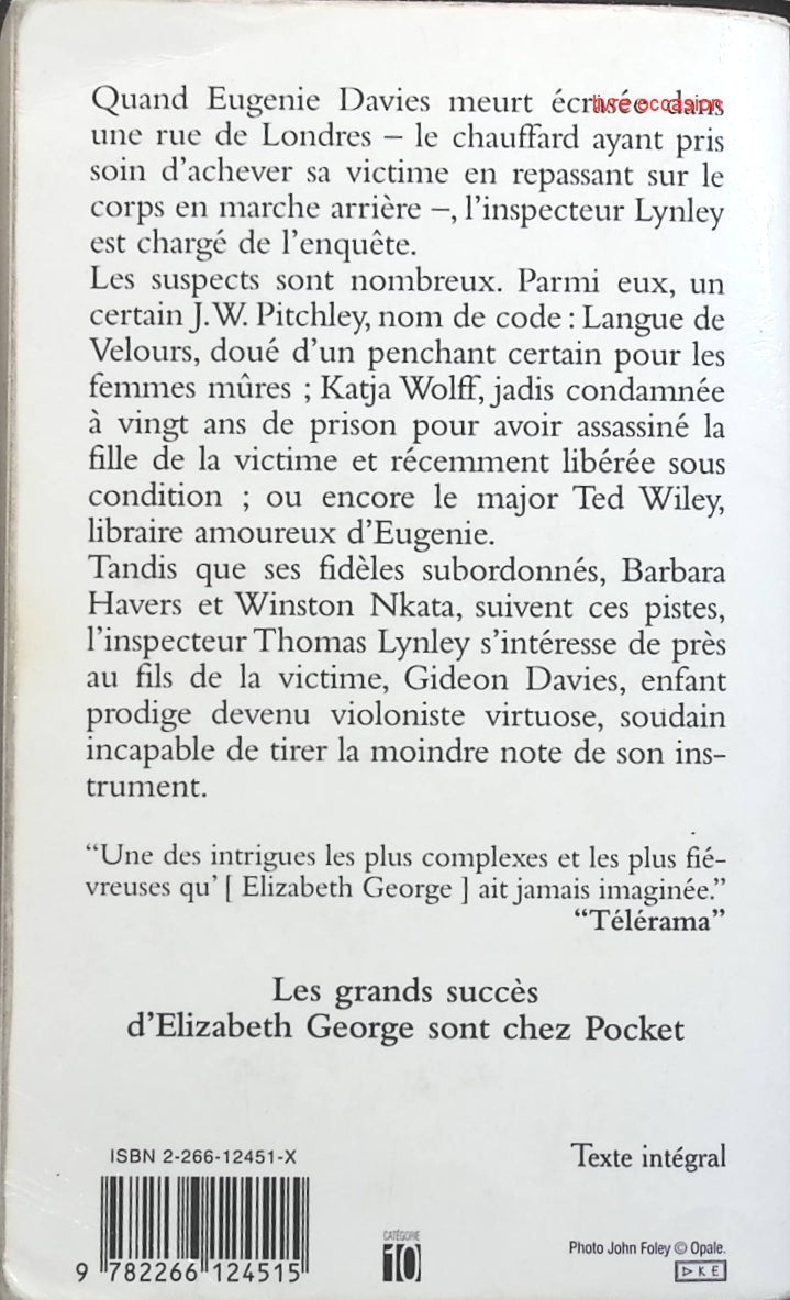 Mémoire infidèle - Elizabeth George - livre