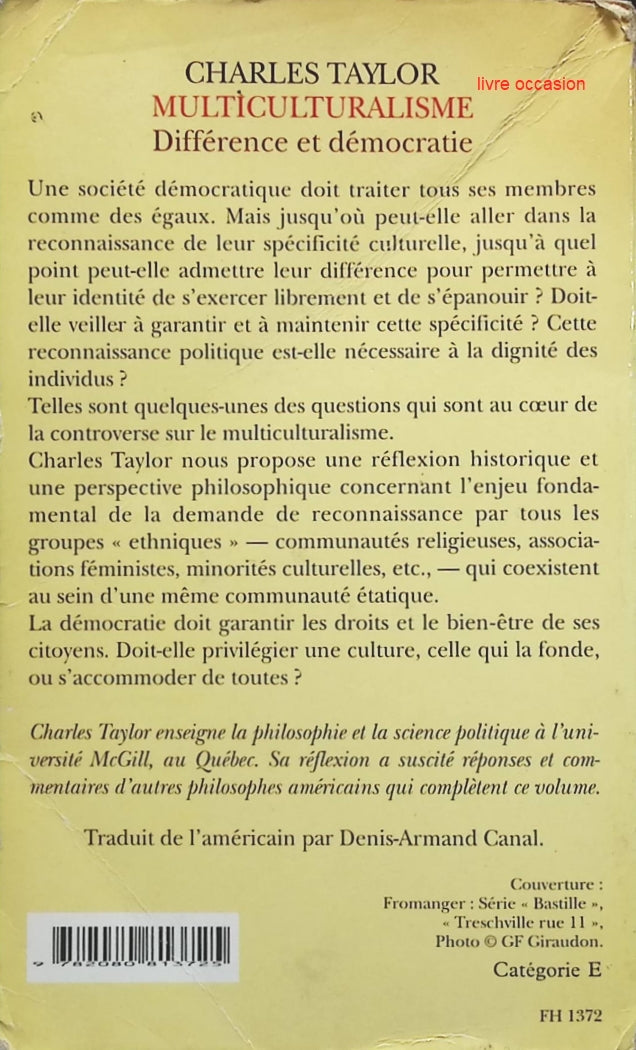 Multiculturalisme : Différence et démocratie - Charles Taylor - livre