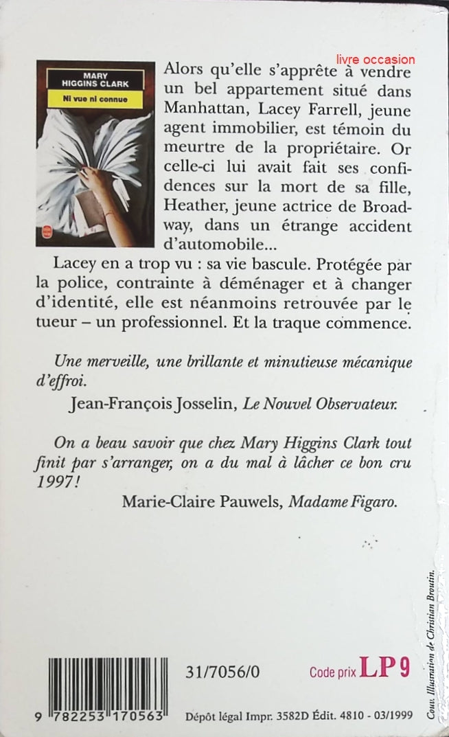 Ni vue ni connue - Mary Higgins Clark - Livre