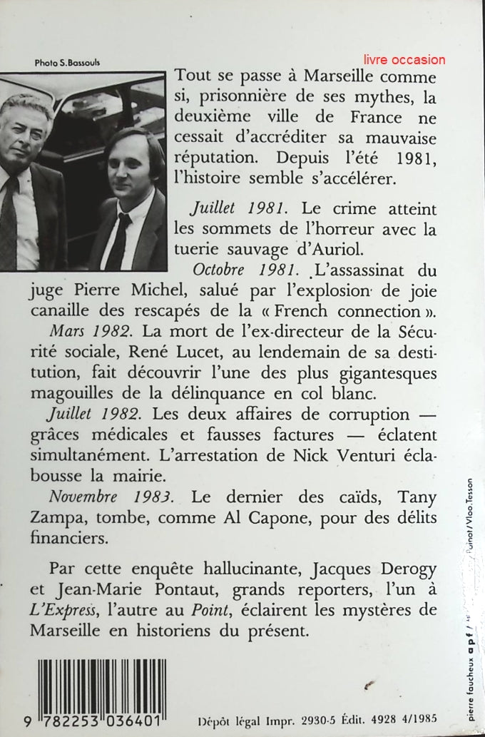 Enquête sur les mystères de Marseille - PONTAUT Jean-Marie DEROGY Jacques - Livre