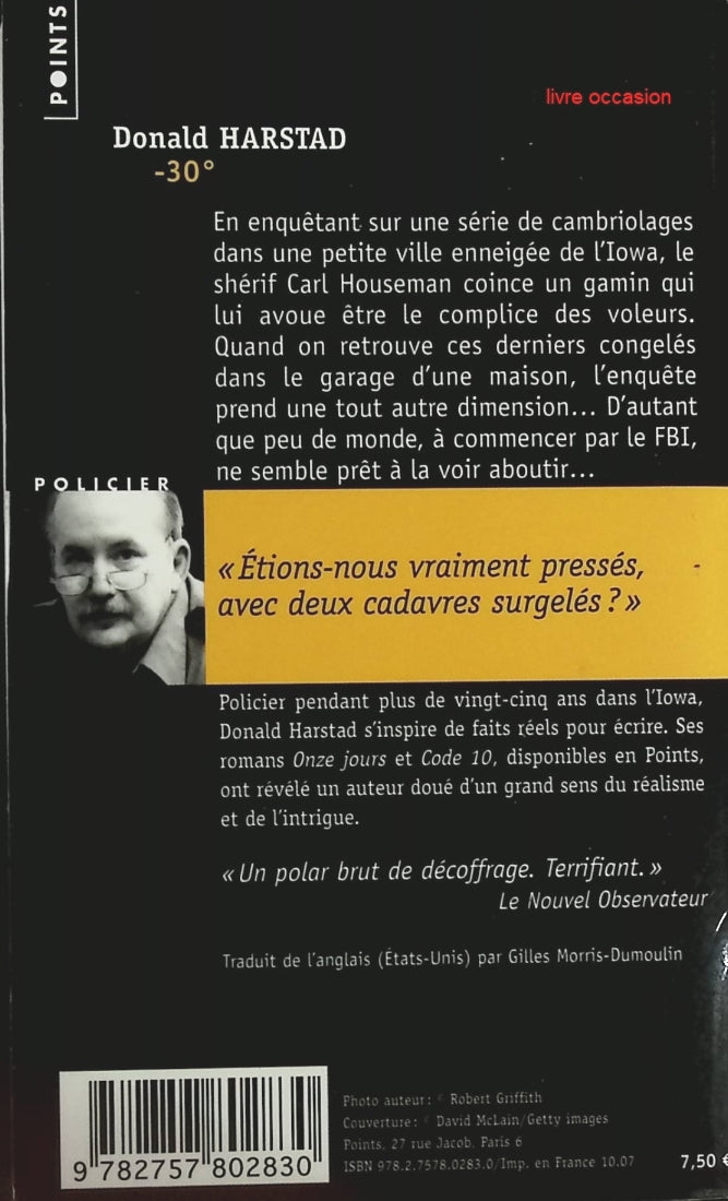 - 30° Moins trente - Donald Harstad - Livre