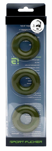 Lot de 3 Cockrings Chubby 20mm Kaki