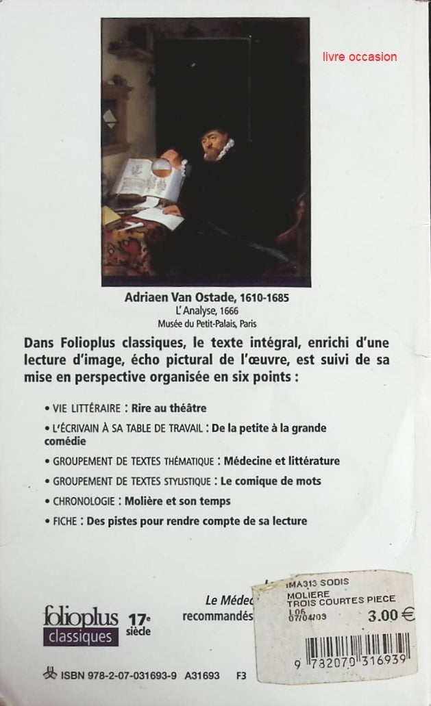 Trois Courtes Pièces - Molière Valérie Lagier - Livre