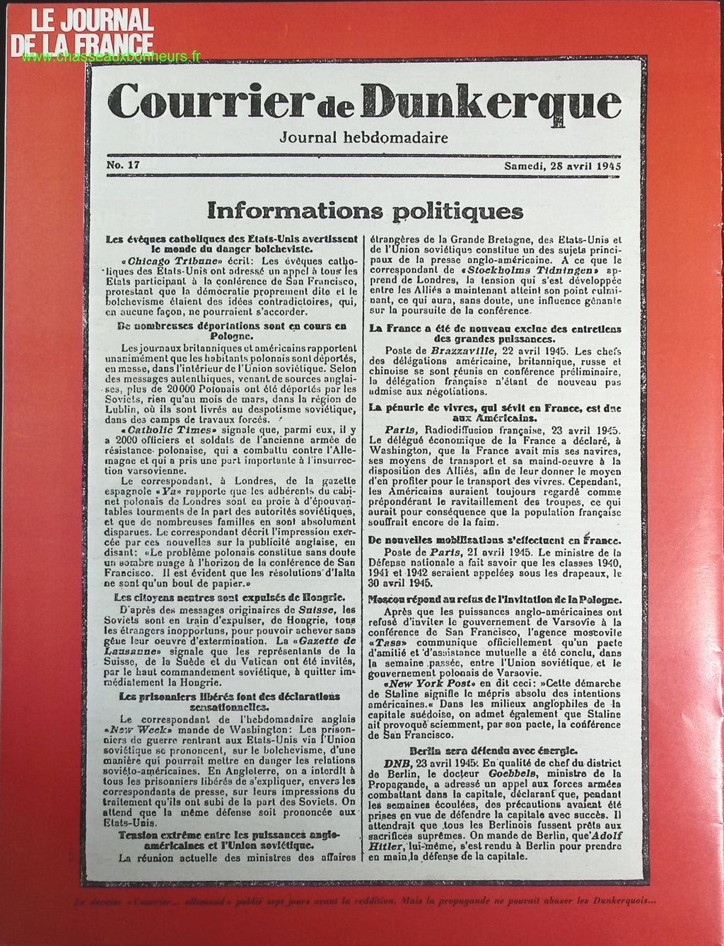 Atlantique derniers combats - N° 95 - Le journal de la France les années 40 - Livre revue magazine