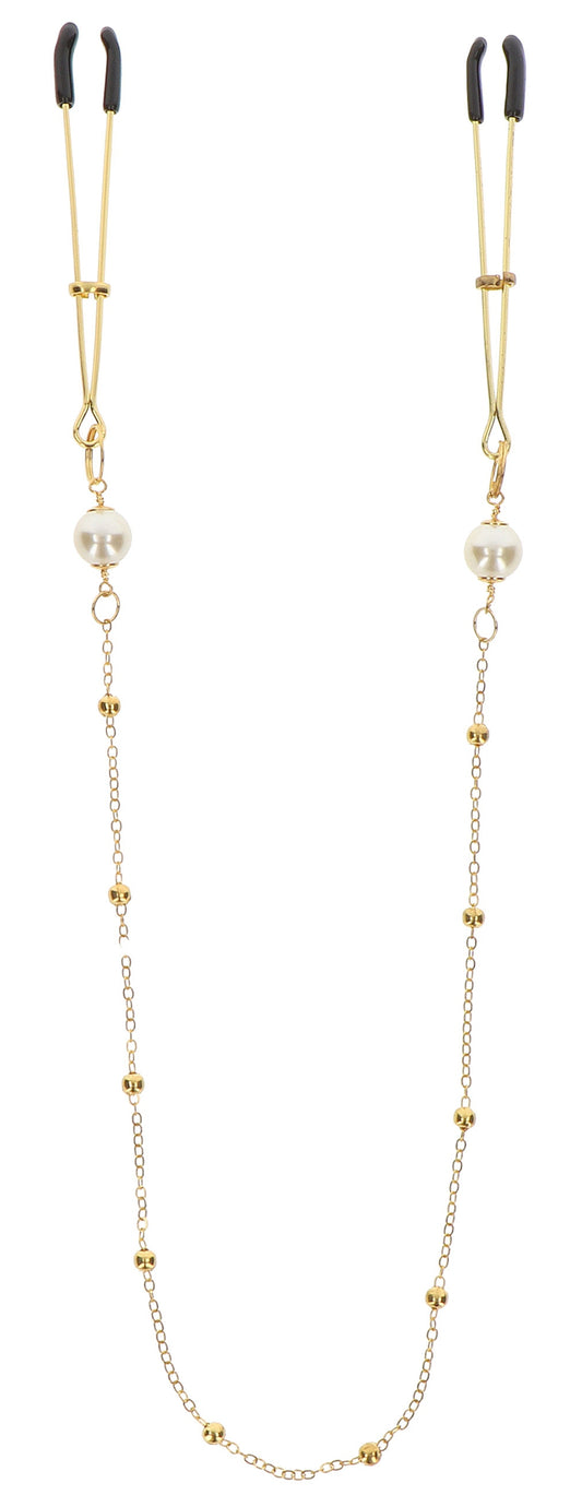 Pince-tétons avec chaîne Tweezers Pearls Taboom Dorées