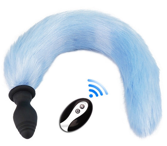 Plug Queue vibrant Fox Tail Vibe 6.5 x 3.2cm Queue 40cm Bleue