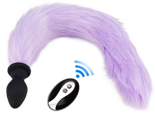 Plug Queue vibrant Fox Tail Vibe 6.5 x 3.2cm Queue 40cm Violette