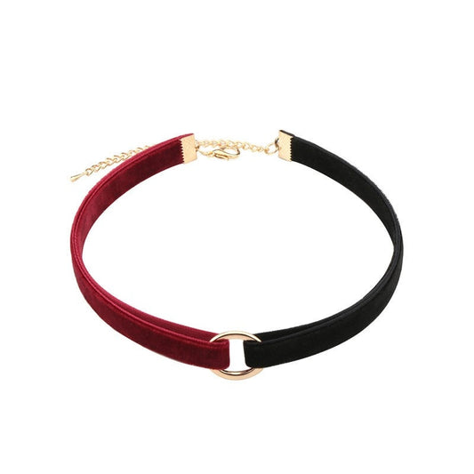 Ras de cou VELVET DUO Noir-Rouge