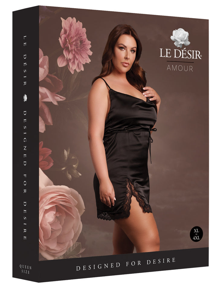Robe Fendue Grande Taille Krystal Noir