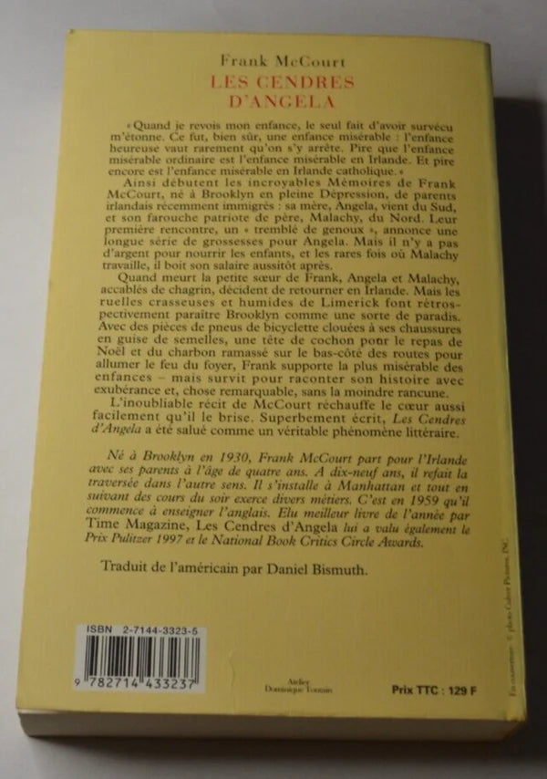Les cendres d'Angela - Une enfance irlandaise - Frank McCourt- livre