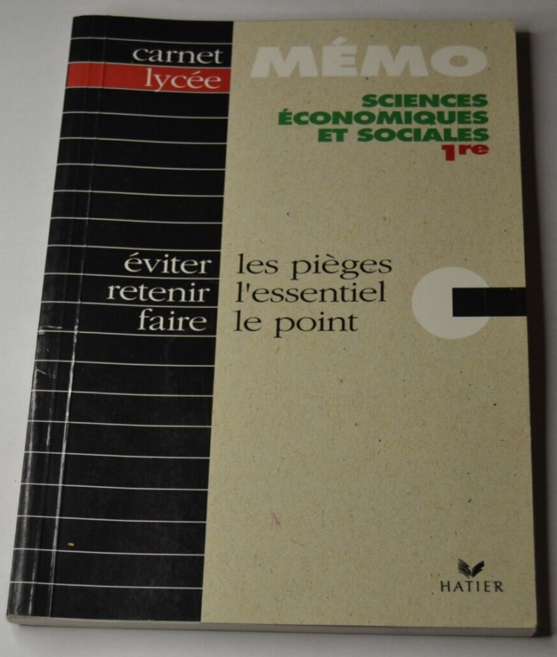 Mémo Sciences économiques et sociales - 1ere - livre
