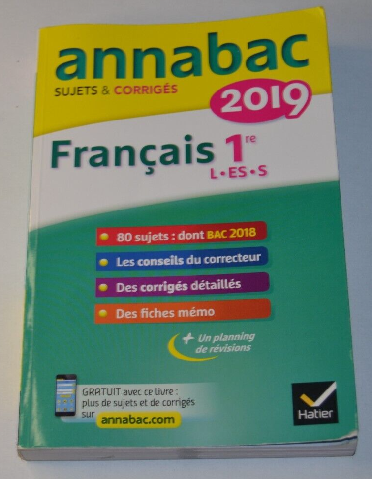 Annabac 2019 - Français 1ere L.ES.S - livre