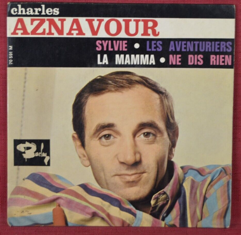 disque vinyle 45 tours - sylvie les aventuriers la mamma charles aznavour