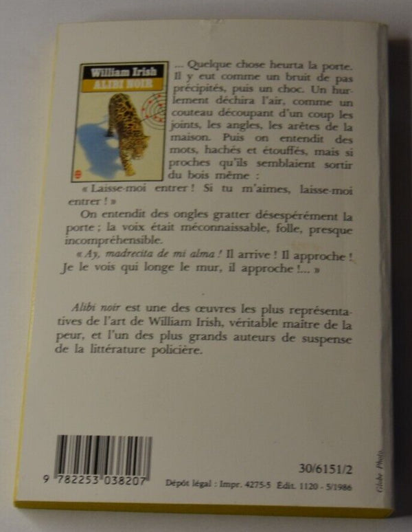 Alibi noir - William Irish - livre