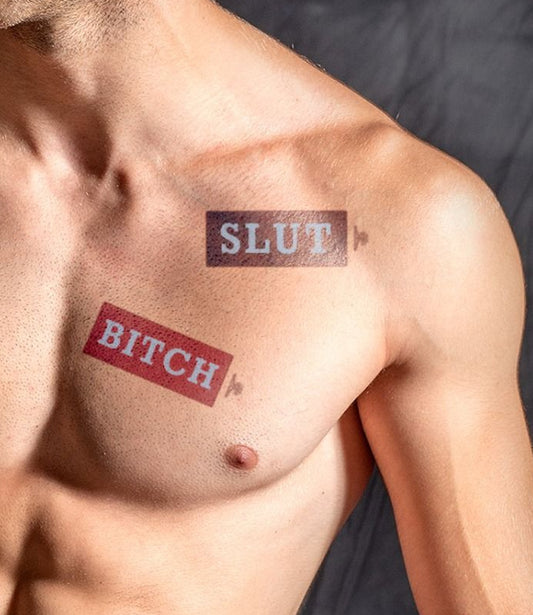 Tatouage éphémère MrB Slut / Bitch 15 x 5cm