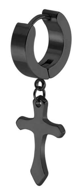 Boucle d'oreille CROSS Noire